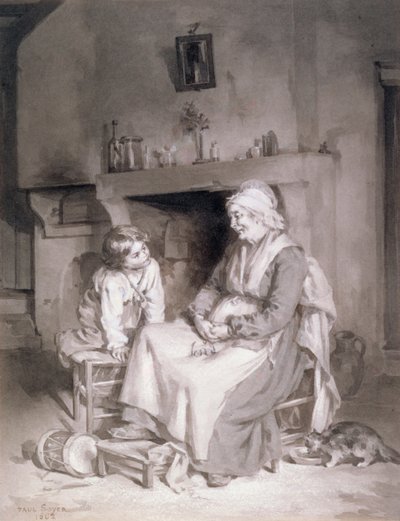 Interior with Old Woman and Boy, 1862 by Paul Soyer